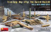 German 7,5cm Ammo - Shells with Ammo boxes for KwK 40 and StuK 40 - 1/35