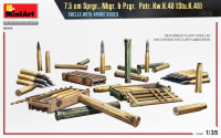 German 7,5cm Ammo - Shells with Ammo boxes for KwK 40 and StuK 40 - 1/35