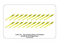 20mm L/70 Oerlikon barrels for US & Royal Navy Ships - 20 pcs. - 1/200