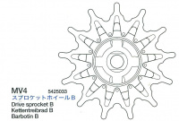 Drive Sprocket B (MV4 x1) for Tamiya Sherman Series 56014, 56032 1:16