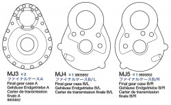 Final Gear Case A, B/L, B/R (MJ3-MJ5) for Tamiya 56016