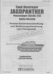 Operation Manual for Tamiya Jagdpanther (56024) 1:16