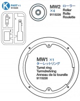 K Teile Beutel (K1-K3, MW1 x1, MW2 x4) für Tamiya 56026