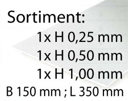 White Sheets Assortment - 0,25, 0,50, 1,00 x 150 x 350 mm, 3 Pcs