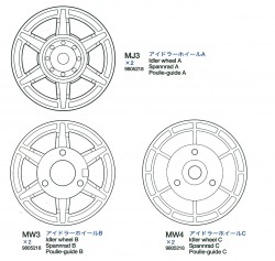 Spannräder A,B,C (MJ3, MW3-MW4 x2) für Tamiya 56018