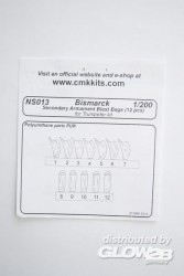 Secondary Armament Blast Bags (12) for 1/200 DKM Bismarck - Trumpeter - 1/200