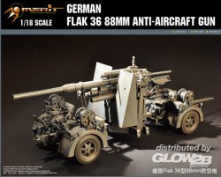 German 88mm FlaK 36 - Anti Aircraft Gun - 1/18