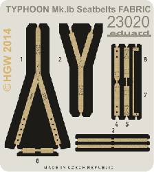 Stoff Sitzgurte für 1:24 Hawker Typhoon Mk. IB - Airfix A19002