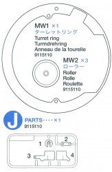 J Parts (J1-J4), Turret Ring (MW1), Roller (MW2 x3) for 56010