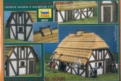 Strohbedecktes Landhaus / Mittelalterliches Haus mit Reetdach - 1:72